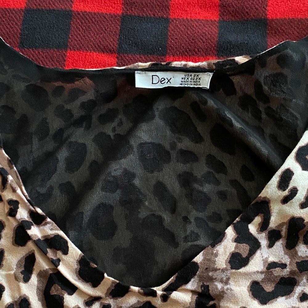 Dex Animal Print Blouse with Red Accents - Picture 2 of 5